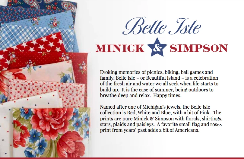 Moda BELLE ISLE Minick & Simpson LAYER CAKE 42 10" Squares Red White Blue - Image 3 of 4