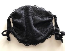 Washable Reusable Lace Face Mask with Cotton Filter Pocket in Black