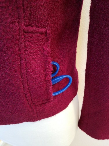 Cardigan giacca Cabi donna granato full zip davanti taglia 6 con tasche bordo frange - Foto 8 di 12