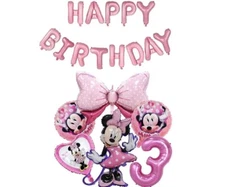 Minnie Mouse Balloons 3rd Birthday Party Decorations Age 3 Boys Girls Kids Pink
