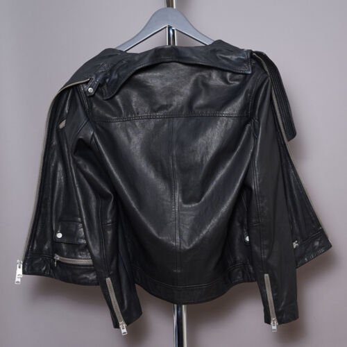 ALL SAINTS Leather Jacket XS Mens Black Biker Bomber Punk Rock BELMONT Celebrity - Picture 18 of 19