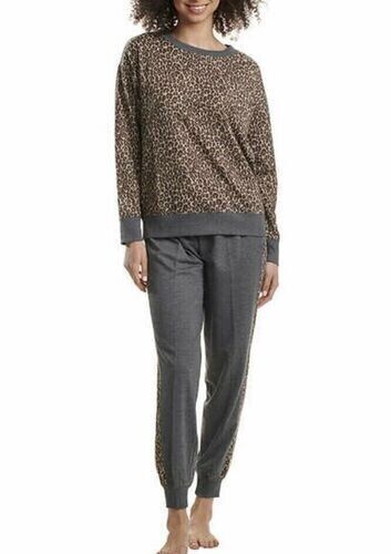 Splendid Women's Cozy Fleece Leopard Print Pajama Pants Size M Gray