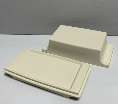 Tupperware Double 2 Stick Butter Dish and Lid Almond #1511-1 and 1512-3 Kitchen