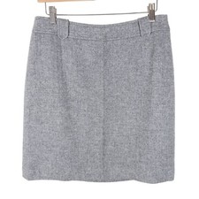 TALBOTS Grey Wool Blend Herringbone Pencil Skirt w/ Tab Belt Loops Size 8p
