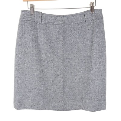 TALBOTS Grey Wool Blend Herringbone Pencil Skirt w/ Tab Belt Loops Size 8p