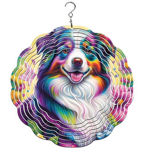 Australian Shepherd Dog Breed Wind Spinner | Yard Decoration | Dog Wind Spinner - 第 1/2 張圖片