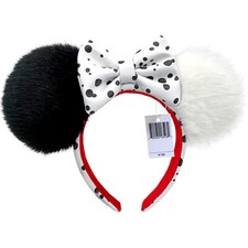 Disney-Parks 101 Dalmations Cruella Devil Minnie Ears Headband US Black White