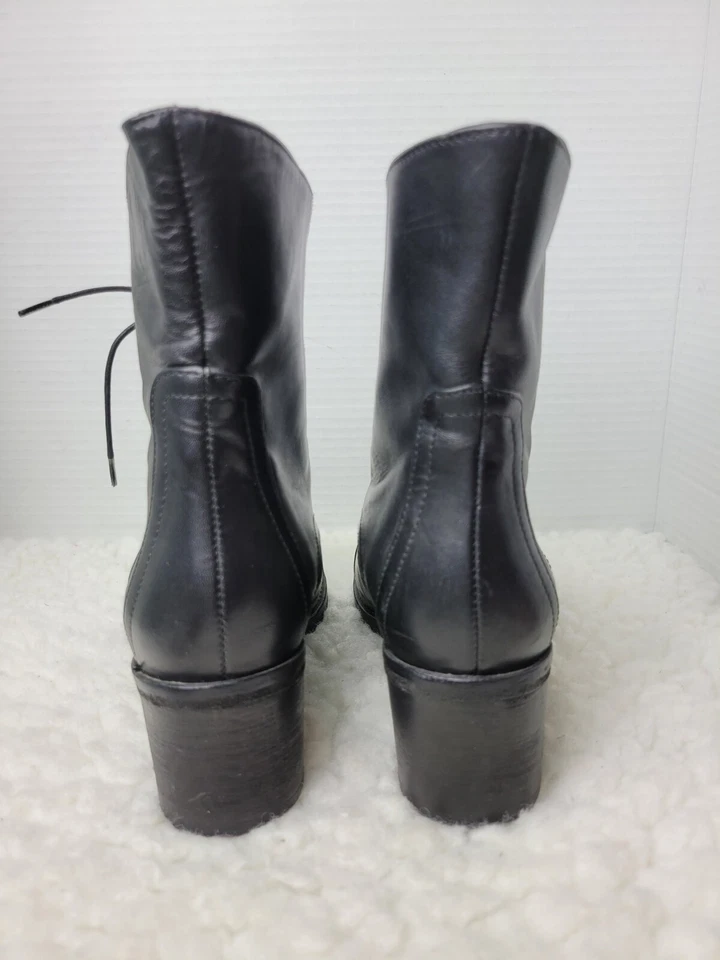 Latitude Femme Ankle Boots Womens Size 6.5 Black Leather Lace Up Booties Shoes - Image 4 of 4