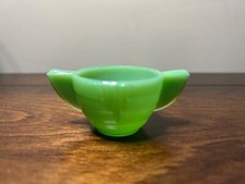 Akro Agate  Green Slag Glass Concentric Ring Small Sugar Children Tea Set