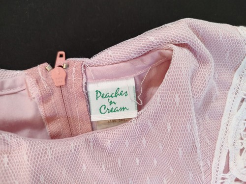 Vintage Peaches N Cream Rose Mauve & Batternburg Lace Collar Cuff 90's Dress 4 - Picture 4 of 8