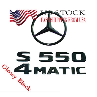 Gloss Black S550 4MATIC Rear Star Emblem Badge for Mercedes Benz W222 S550 SEDAN