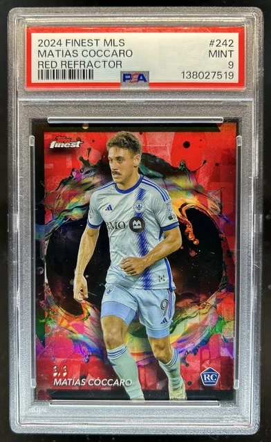 2024 Topps Finest MLS Matias Coccaro RC Red Refractor Rare #/3 Montreal PSA 9