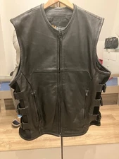 Biker Motorcycle Genuine Leather Leather Vest Size XL Xelement USA
