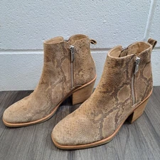 Soft Western Boots In Women's Size 6.5M Suede Leather Snakeskin Print Zip Boots