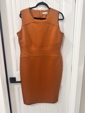 Calvin Klein Sheath Dress Sz 14 Orange Sleeveless Career Quiet Luxury