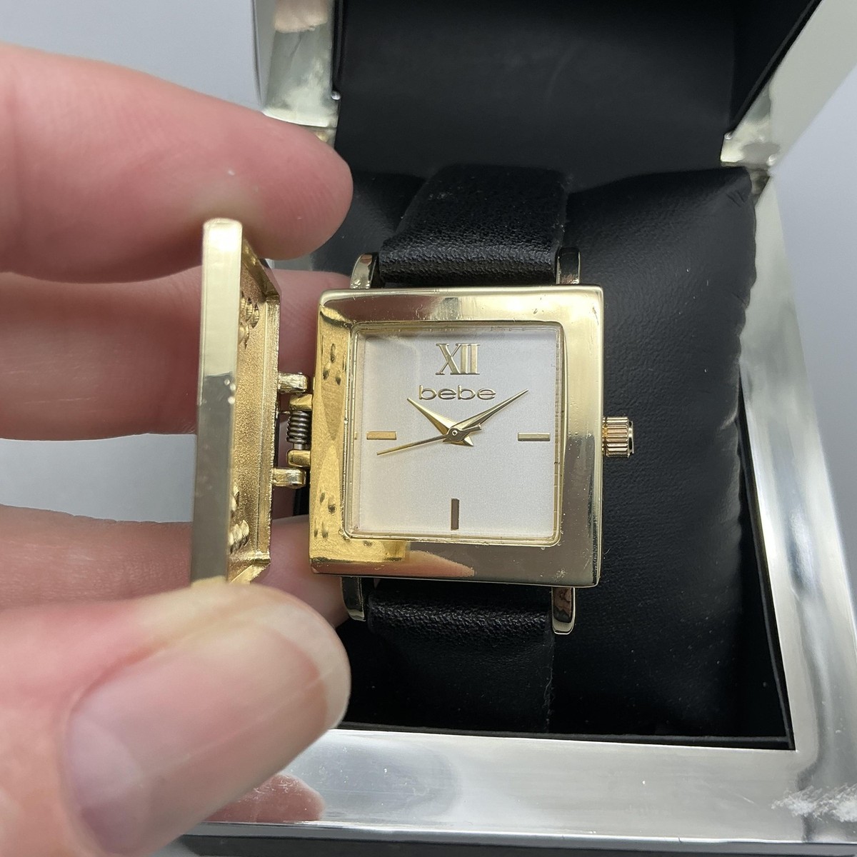 Bebe Hidden Dial Womens Watch 31mm Gold Tone Pyramid Cover  display picture 1