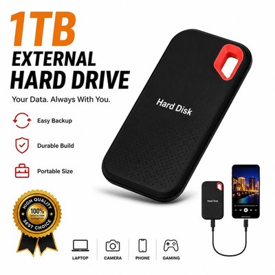 1TB Tragbare Externe Festplatte USB Speicher Backup für Laptop PC Telefon Gaming