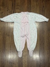Vintage Baby Dior Footed Sleeper Baby Girl Floral Pink Lace Made in USA 13-23lbs