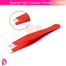 RED Color Eyebrow Slant Tip Tweezers Hair Removal Facial Women Beauty Plucking