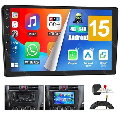 10.1'' Android 15 Car Stereo CarPlay GPS FM Radio WIFI Player 4+64GB Head Unit