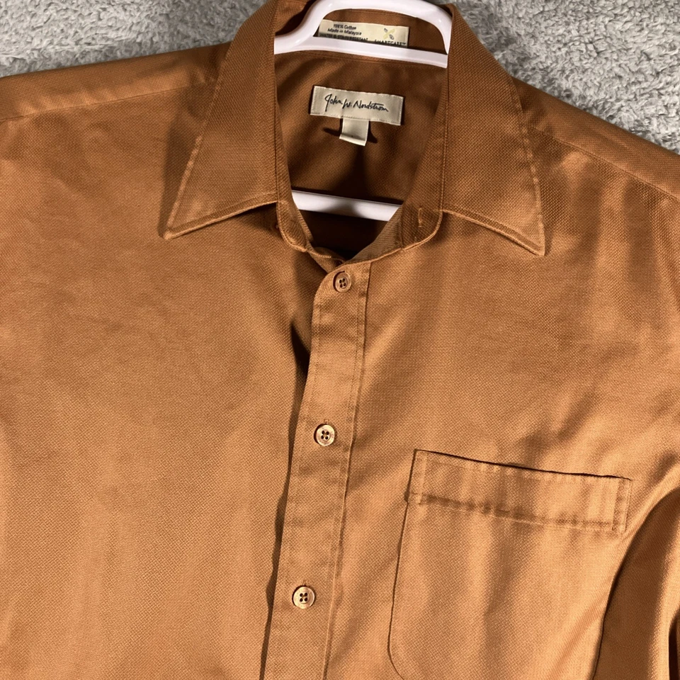 Рубашка мужская John W Nordstrom Burnt оранжевая на пуговицах большая для бизнеса офиса корпоративная - Изображение 4 из 4