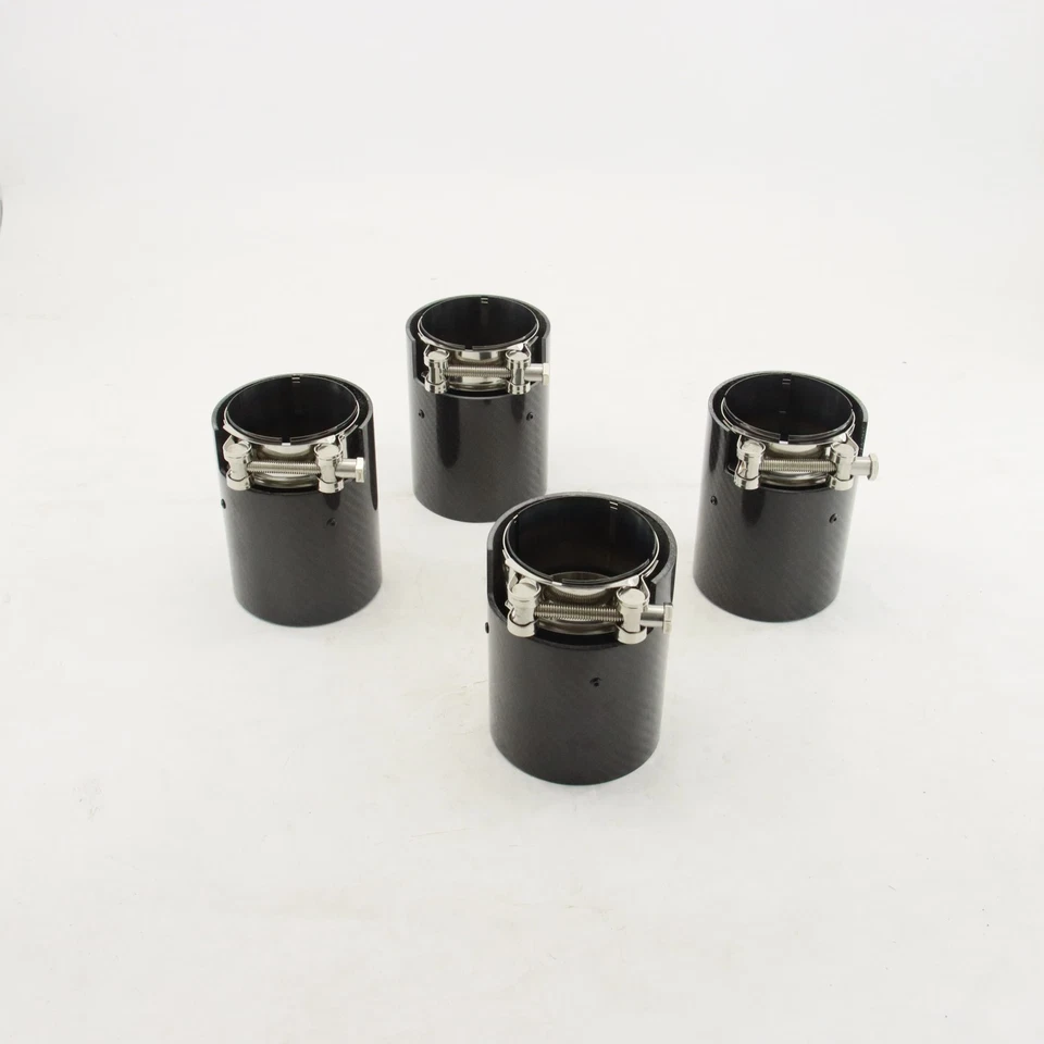 4PCS For BMW F80 M3 F82 M4 Carbon Fiber Stainless Steel Tip 70MM 15-19 Black US Foto 4 de 4
