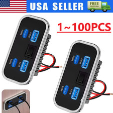 RV USB Outlet Dual USB A USB C Ports Car Charger Socket Panel Boat Marine LOT
