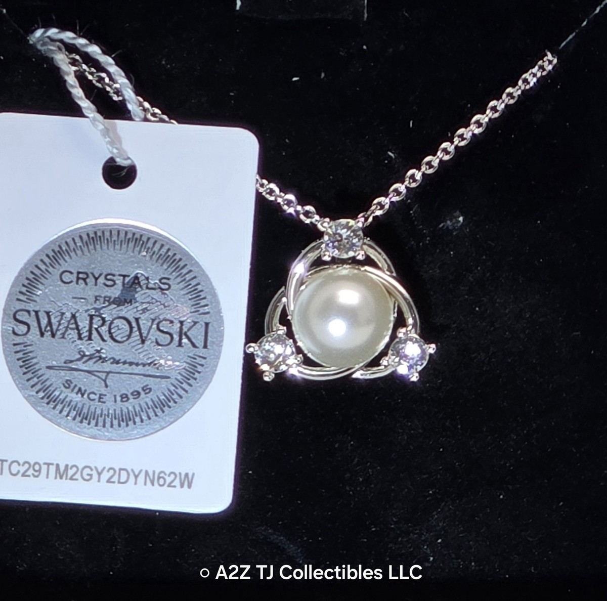Swarovski Nic and Syd Symmetrical Necklace Pearl Crystal Pendant