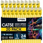 20 PCS Cat5e Patch Cable 1.5-15ft LAN Ethernet Cord for Gaming/Streaming Yellow