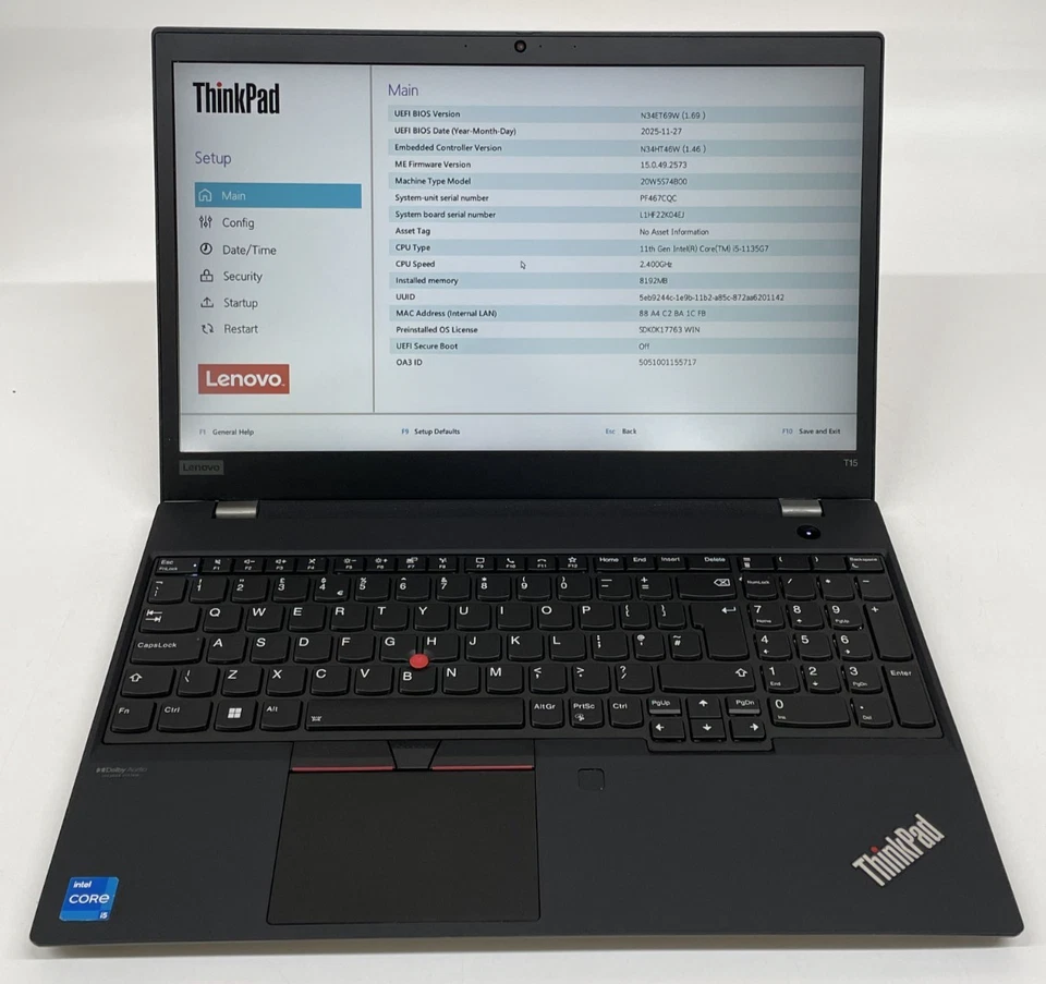 Lenovo ThinkPad T15 · i5-1135G7 · 8GB · 256GB, photo 1 of 5