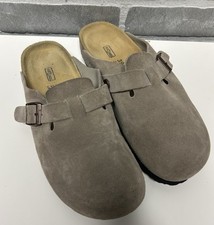 Birkenstock Boston Clogs Beige Taupe Suede Soft-Footbed Women  s 39 US8 Slip-On