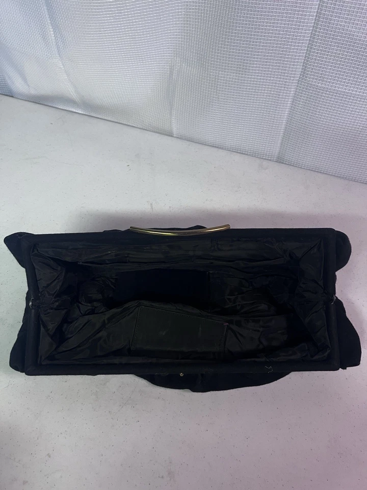 Bolso clutch vintage negro con espejo (herrajes dorados) Foto 3 de 4