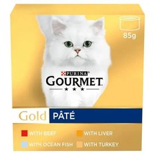 GOURMET Gold Pate Recipes Wet Cat Food 48 x 85g Tins 8.09 per kilo