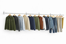 Image of 32mm Wall Mounted Clothes Rail Chrome Garment Hanging Bar Retail/Home Display
