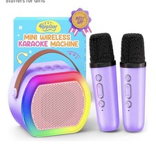 Regoslar Mini Wireless Karaoke Machine Lighting Effects 2 Mics Purple. Bluetooth
