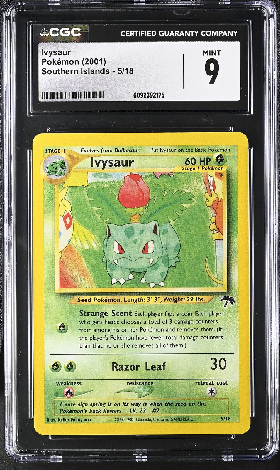 CGC 9 MINT Ivysaur 2001 Southern Islands 5/18 Pokemon Card