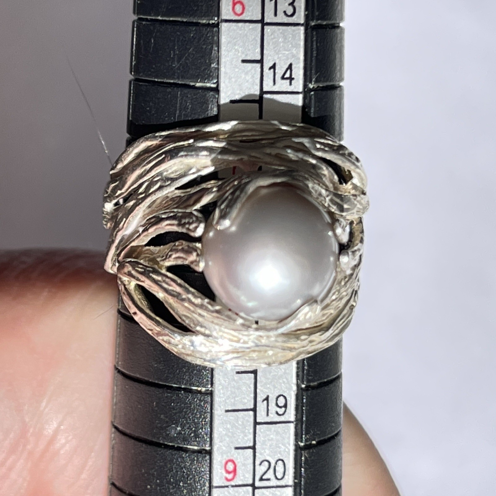 Beautiful Sterling Silver Nested Silver Pearl Rin… - image 1