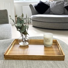 Wooden Serving Tray with Handles 40cm Rectangle Decorative for Coffee Table