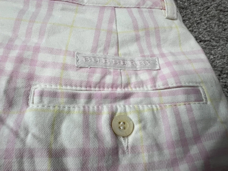 Pantalones Cortos de Golf Burberry Para Mujer 2 Rosa Cuadros Elásticos Algodón Bermudas Chinas Foto 3 de 4