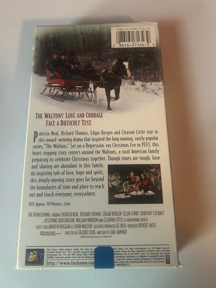 The Homecoming 1972 Film VHS 1996 The Waltons Patricia Neal, Richard Thomas Foto 2 de 3