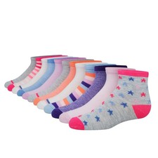 Hanes Girls' Fashion Ankle Socks, Assorted Medium, - Grey/Blue/Lavender
