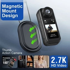 Mini WiFi Magnetic Thumb Action Camera 2.7K Wearable Sports Body Video Recorder