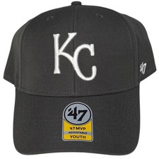 Kansas City Royals 47 Brand Hat YOUTH MVP Dark Gray Adjustable Cap MLB New