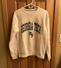 League Georgia Tech Yellow Jackets White Crewneck Sweatshirt Size S