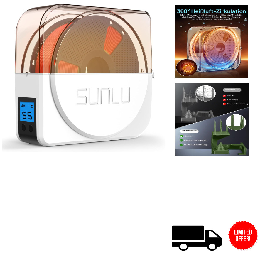 SUNLU S1 PLUS Filament-Trockner für PLA PETG TPU, 1.75mm 2.85mm 3.00mm, Weiß