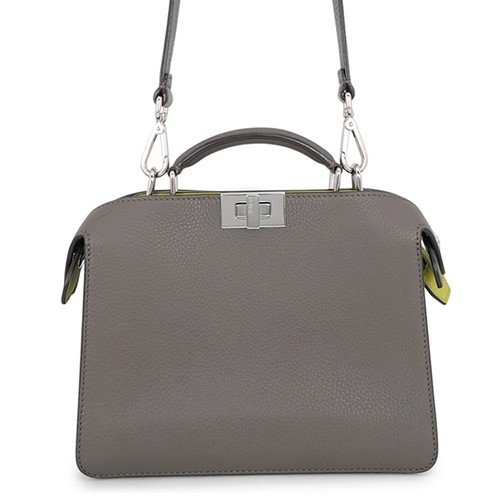 FENDI Peekaboo I SEE YOU Shoulder Bag Size Small Leather Gray 7VA530
