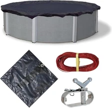 Blue Wave 24ft Round Leaf Net Pool Cover for Above-Ground Pools, Black Mesh