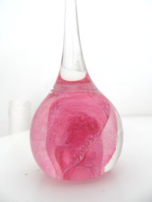 Made in Wales EIRIAN Studio Glass Ring Holder Paperweight Pinks White swirls