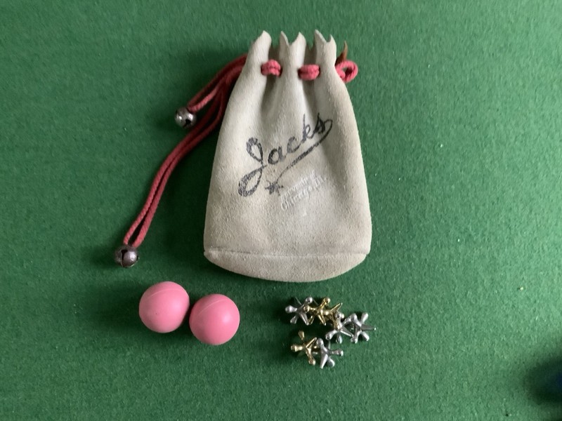Vintage Jacks Set 1950s Chicago with Balls, Jacks and Bag