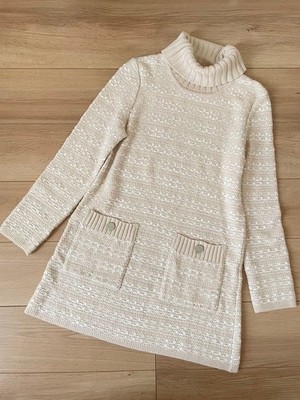 Courreges Knit Dress Pink Beige Turtleneck Size 38